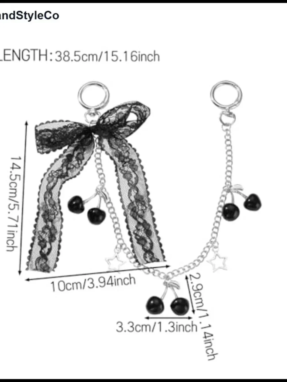 Y2K Purse Chain Charms Cherry Bow Pendant Zinc Alloy Bag Accessory